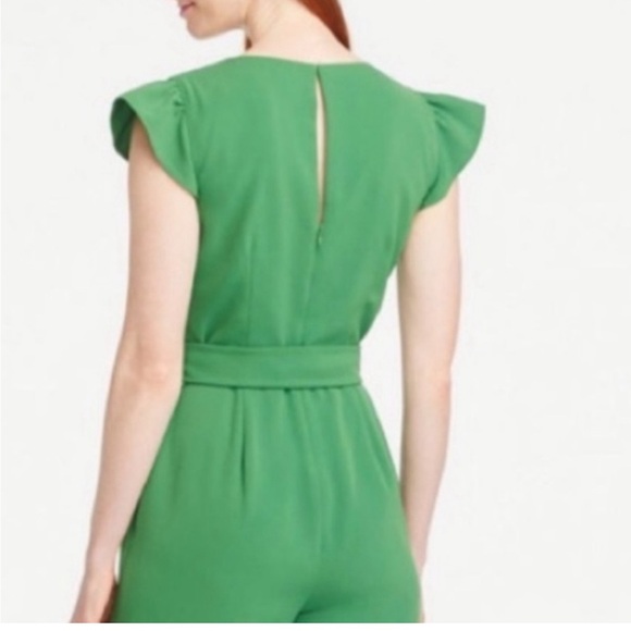 Ann Taylor Ruffle Sleeve Green Jumpsuit - 4P - NWOT - Picture 3 of 5